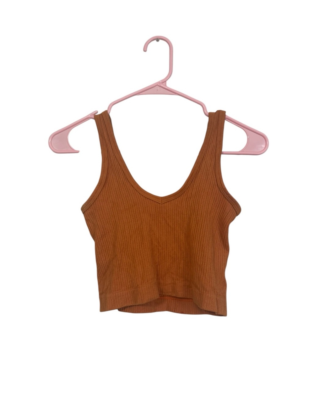 Urban Outfitters Ribbed V-Neck Crop Tank — Rust Brown